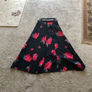 Casual Corner Black Floral A-Line Skirt